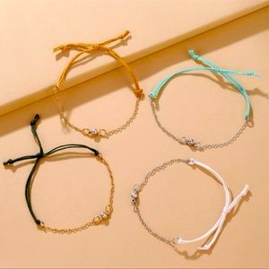 4 Piece Boho Adjustable Rhinestone Bracelet Set